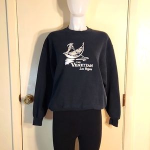 Women's The Venetian Dark Green Sweatshirt W/ Silver Raised Logo Size M VNTG Y2K